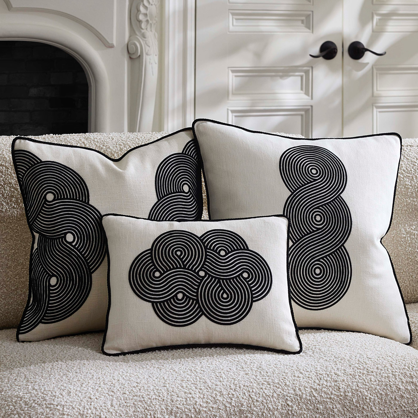 Pompidou B&W Loops Circles Cushion Jonathan Adler UK